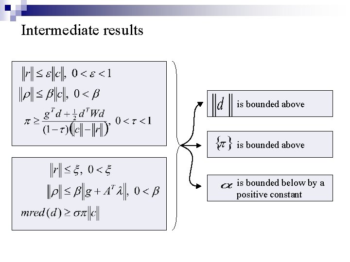 Intermediate results is bounded above is bounded below by a positive constant 