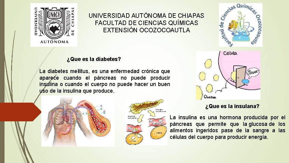 UNIVERSIDAD AUTÓNOMA DE CHIAPAS FACULTAD DE CIENCIAS QUÍMICAS EXTENSIÓN OCOZOCOAUTLA ¿Que es la diabetes?