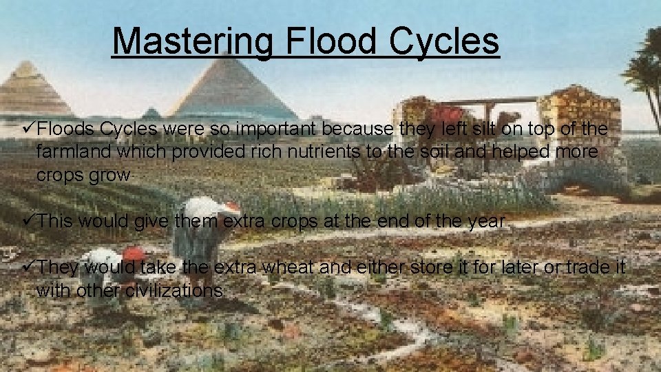 Mastering Flood Cycles üFloods Cycles were so important because they left silt on top