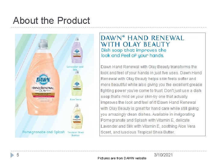 About the Product 5 Pictures are from DAWN website 3/10/2021 