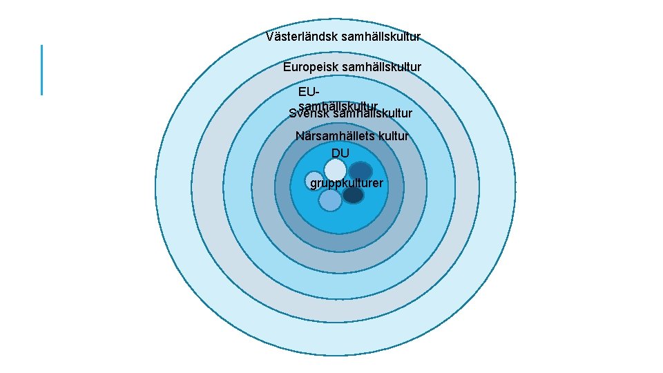 Västerländsk samhällskultur Europeisk samhällskultur EUsamhällskultur Svensk samhällskultur Närsamhällets kultur DU gruppkulturer 