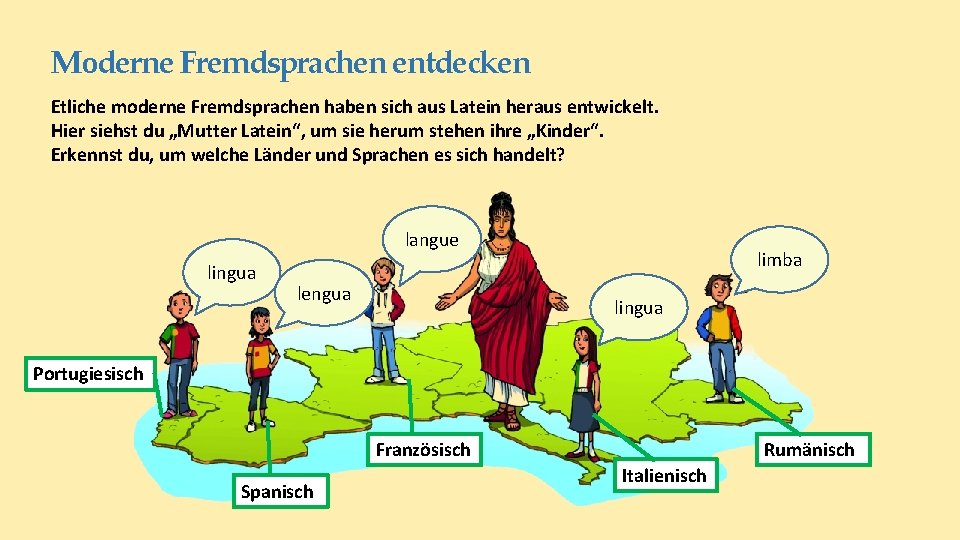 Moderne Fremdsprachen entdecken Etliche moderne Fremdsprachen haben sich aus Latein heraus entwickelt. Hier siehst