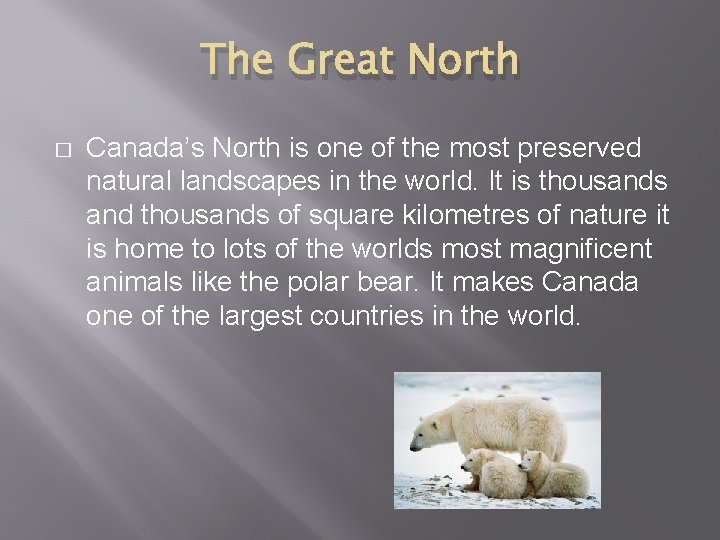 The Great North � Canada’s North is one of the most preserved natural landscapes