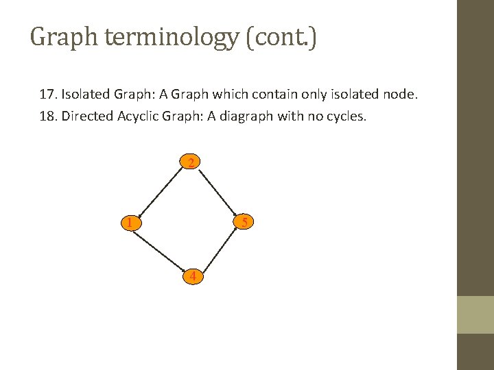 Graph terminology (cont. ) 17. Isolated Graph: A Graph which contain only isolated node.