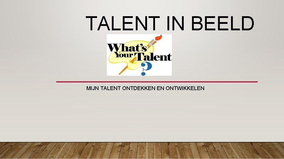  TALENT IN BEELD MIJN TALENT ONTDEKKEN EN ONTWIKKELEN 