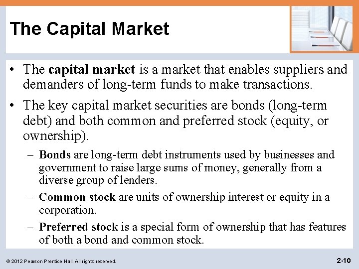 The Capital Market • The capital market is a market that enables suppliers and The Capital Market • The capital market is a market that enables suppliers and