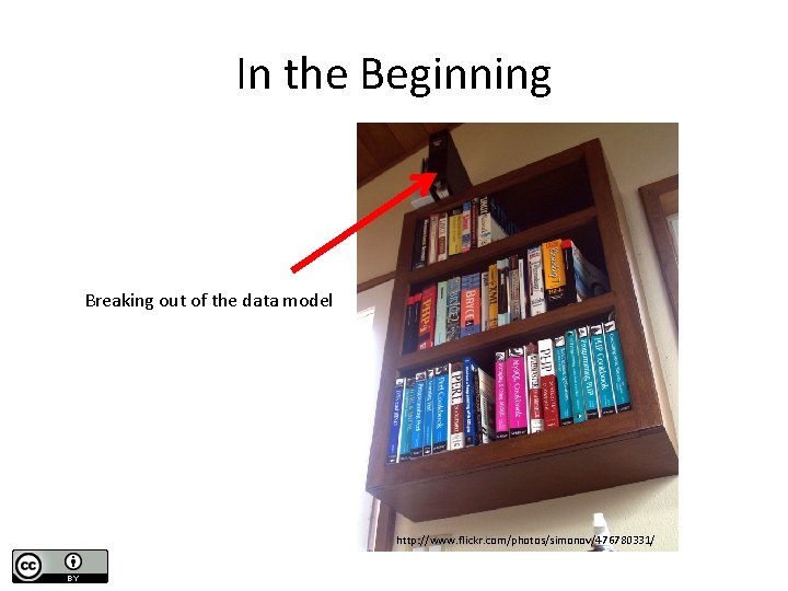 In the Beginning Breaking out of the data model http: //www. flickr. com/photos/simonov/476780331/ 