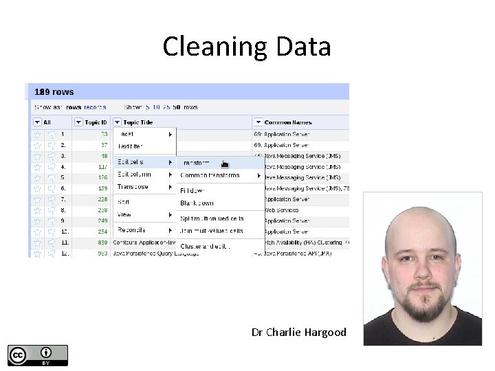 Cleaning Data Dr Charlie Hargood 