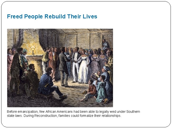 Freed People Rebuild Their Lives Before emancipation, few African Americans had been able to