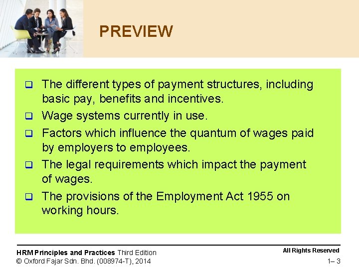 PREVIEW q q q The different types of payment structures, including basic pay, benefits
