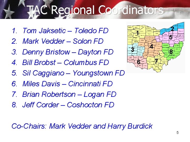 TAC Regional Coordinators 1. 2. 3. 4. 5. 6. 7. 8. Tom Jaksetic –