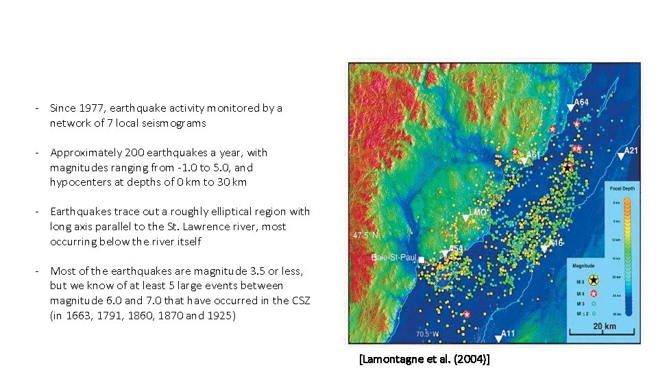 - Since 1977, earthquake activity monitored by a network of 7 local seismograms - - Since 1977, earthquake activity monitored by a network of 7 local seismograms -
