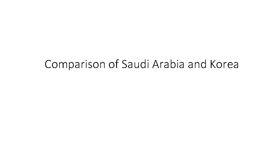 Comparison of Saudi Arabia and Korea 