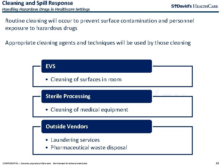 Cleaning and Spill Response Handling Hazardous Drugs in Healthcare Settings Routine cleaning will occur Cleaning and Spill Response Handling Hazardous Drugs in Healthcare Settings Routine cleaning will occur