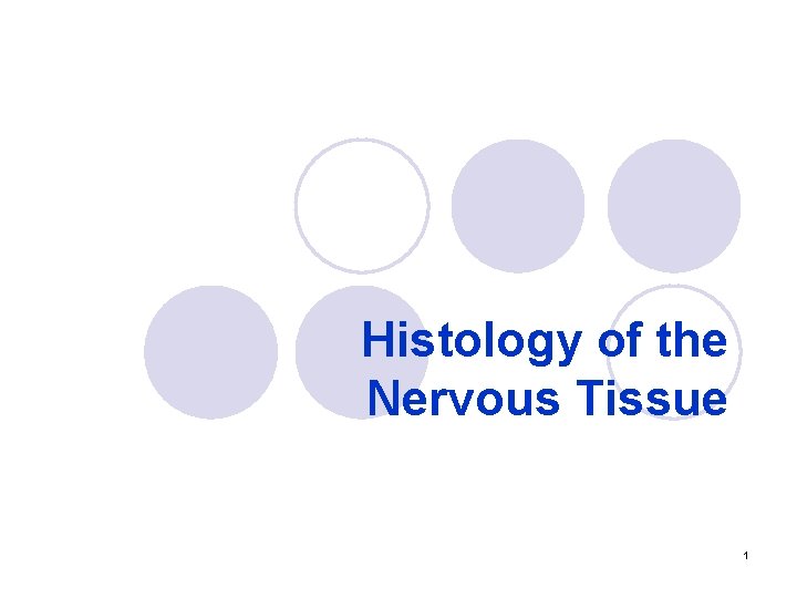 Histology of the Nervous Tissue 1 