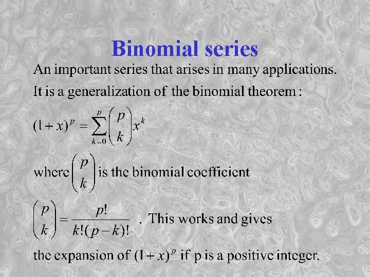 Binomial series 