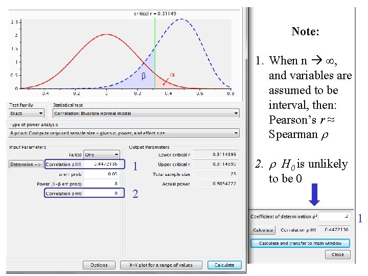 Note: 1. When n , and variables are assumed to be interval, then: Pearson’s