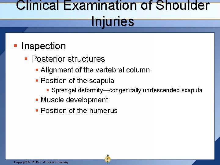 Clinical Examination of Shoulder Injuries § Inspection § Posterior structures § Alignment of the