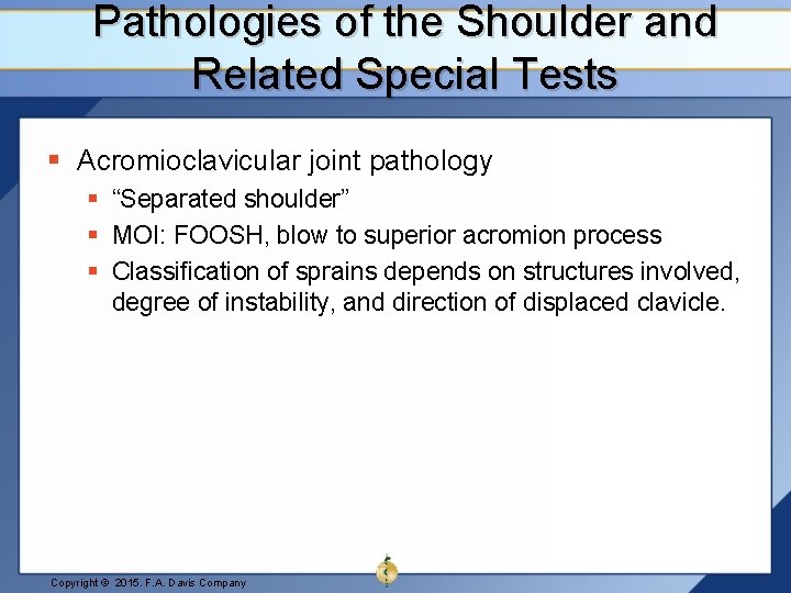 Pathologies of the Shoulder and Related Special Tests § Acromioclavicular joint pathology § “Separated