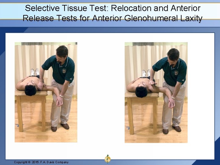Selective Tissue Test: Relocation and Anterior Release Tests for Anterior Glenohumeral Laxity Copyright ©