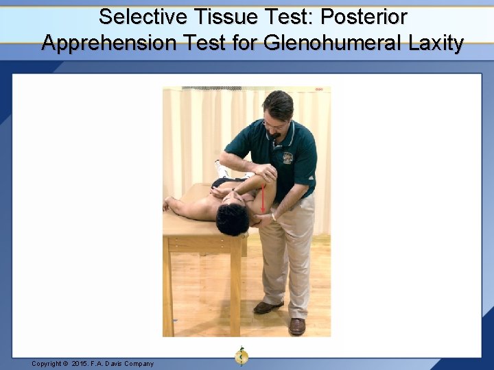 Selective Tissue Test: Posterior Apprehension Test for Glenohumeral Laxity Copyright © 2015. F. A.