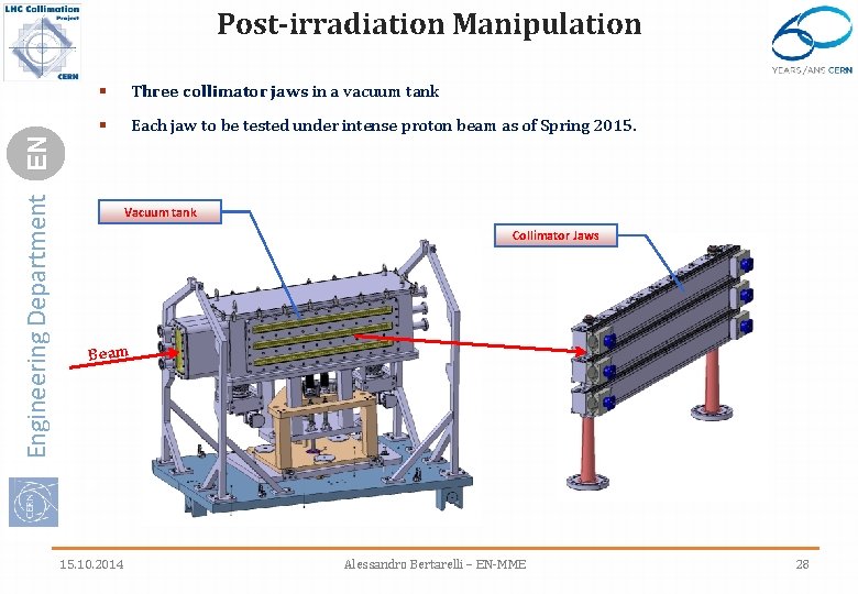 Engineering Department EN Post-irradiation Manipulation § Three collimator jaws in a vacuum tank §