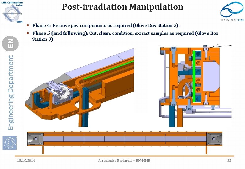 Post-irradiation Manipulation Engineering Department EN § Phase 4: Remove jaw components as required (Glove