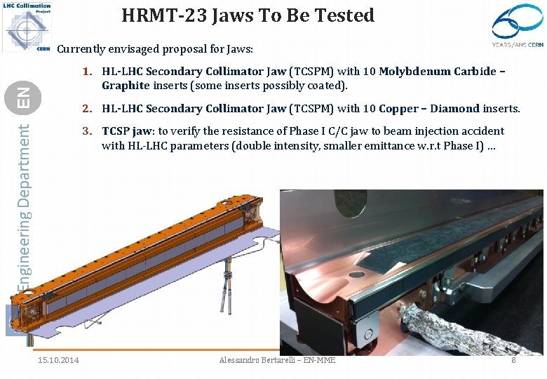 HRMT-23 Jaws To Be Tested Currently envisaged proposal for Jaws: Engineering Department EN 1.