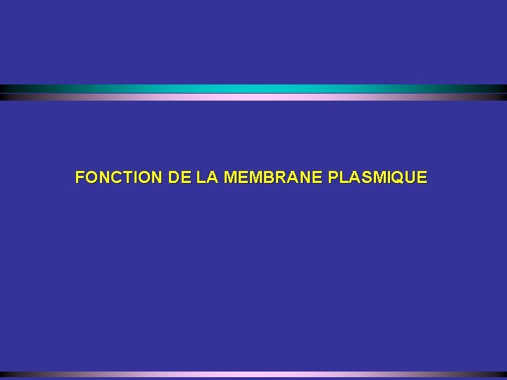 FONCTION DE LA MEMBRANE PLASMIQUE 