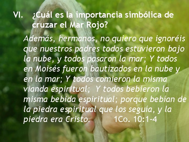 VI. ¿Cuál es la importancia simbólica de cruzar el Mar Rojo? Además, hermanos, no VI. ¿Cuál es la importancia simbólica de cruzar el Mar Rojo? Además, hermanos, no