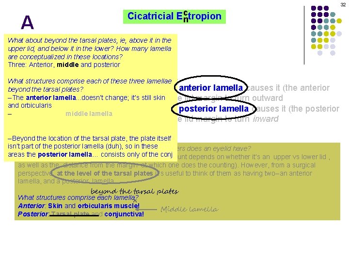 32 A c Cicatricial Ectropion n What about beyond the tarsal plates, ie, above