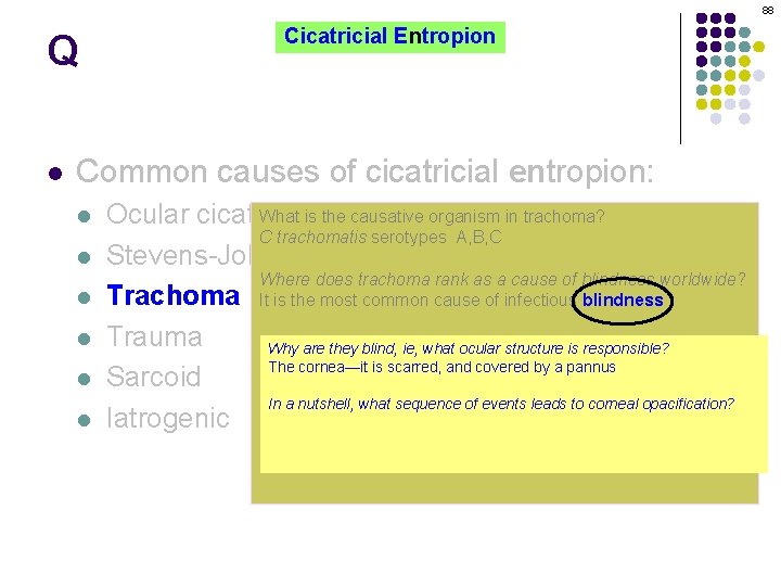 88 Q l Cicatricial Entropion Common causes of cicatricial entropion: l l l What