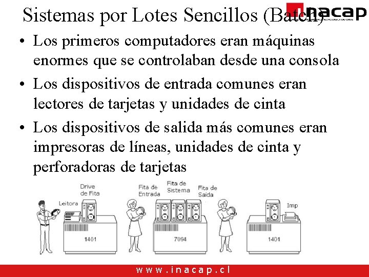 Sistemas por Lotes Sencillos (Batch) • Los primeros computadores eran máquinas enormes que se Sistemas por Lotes Sencillos (Batch) • Los primeros computadores eran máquinas enormes que se