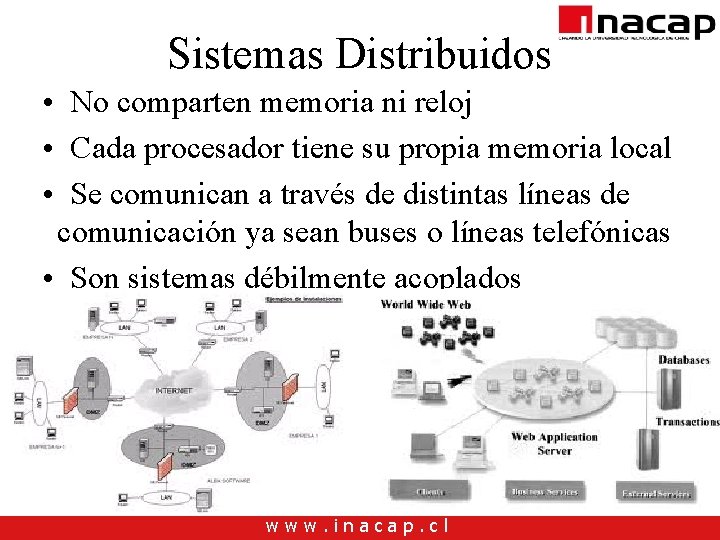 Sistemas Distribuidos • No comparten memoria ni reloj • Cada procesador tiene su propia Sistemas Distribuidos • No comparten memoria ni reloj • Cada procesador tiene su propia