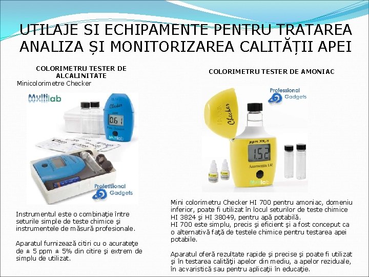 UTILAJE SI ECHIPAMENTE PENTRU TRATAREA ANALIZA ȘI MONITORIZAREA CALITĂȚII APEI COLORIMETRU TESTER DE ALCALINITATE