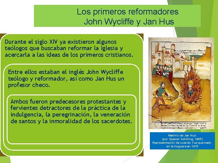 Los primeros reformadores John Wycliffe y Jan Hus Durante el siglo XIV ya existieron