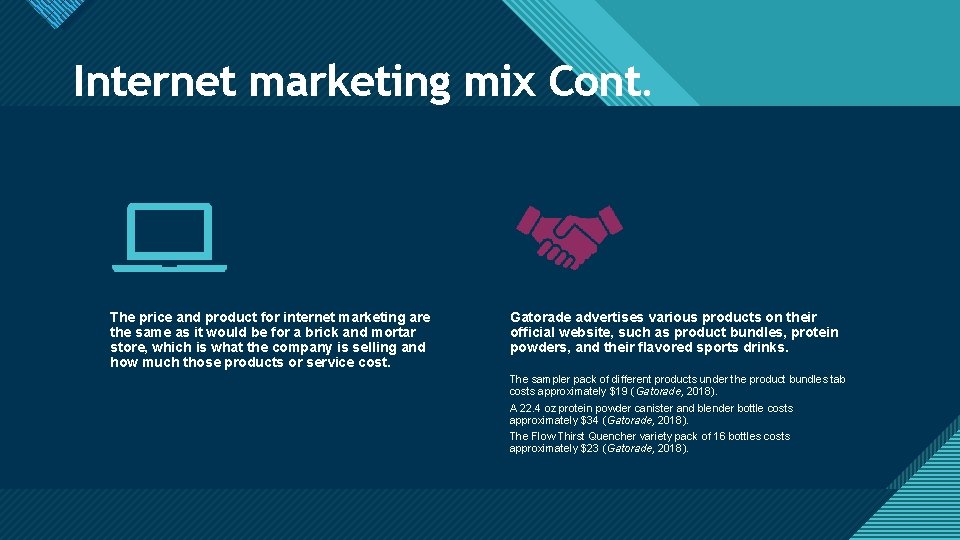 Click to edit Master title style Internet marketing mix Cont. The price and product Click to edit Master title style Internet marketing mix Cont. The price and product