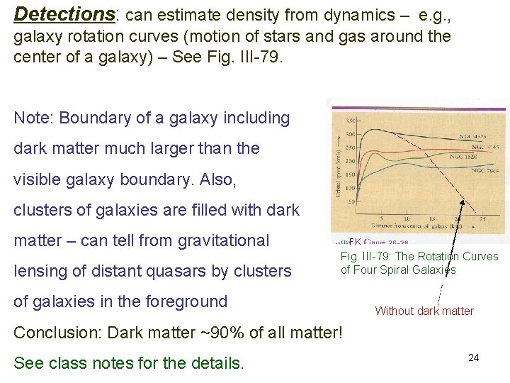 Detections: can estimate density from dynamics – e. g. , galaxy rotation curves (motion