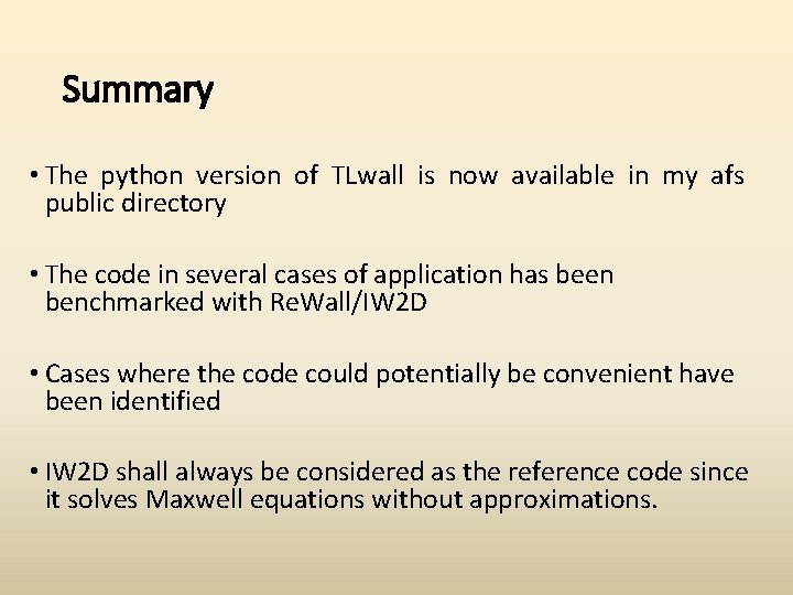 Summary • The python version of TLwall is now available in my afs public