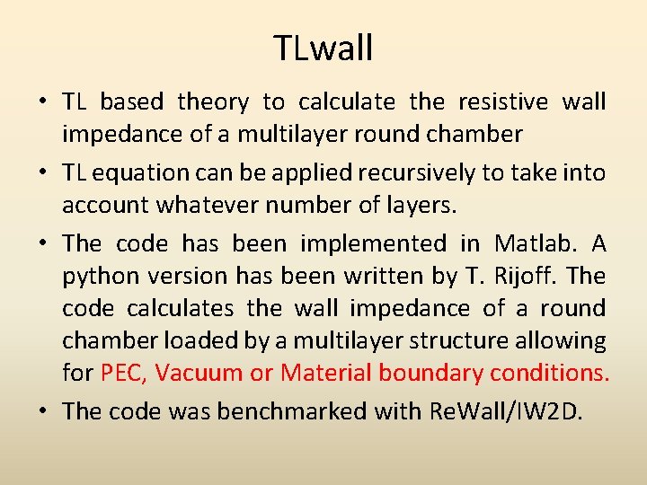 TLwall • TL based theory to calculate the resistive wall impedance of a multilayer