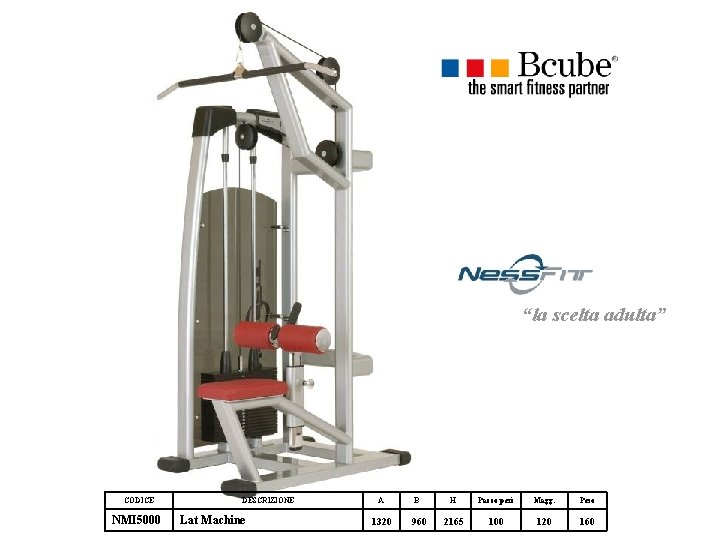 “la scelta adulta” CODICE NMI 5000 DESCRIZIONE Lat Machine A 1320 B 960 H “la scelta adulta” CODICE NMI 5000 DESCRIZIONE Lat Machine A 1320 B 960 H