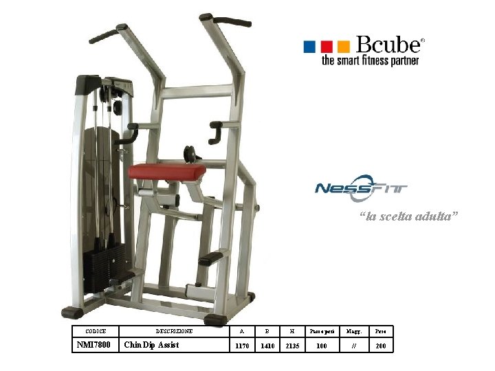 “la scelta adulta” CODICE NMI 7800 DESCRIZIONE Chin Dip Assist A B H Pacco “la scelta adulta” CODICE NMI 7800 DESCRIZIONE Chin Dip Assist A B H Pacco