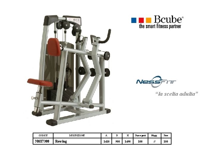 “la scelta adulta” CODICE NMI 7300 DESCRIZIONE Rowing A 1410 B 980 H Pacco “la scelta adulta” CODICE NMI 7300 DESCRIZIONE Rowing A 1410 B 980 H Pacco