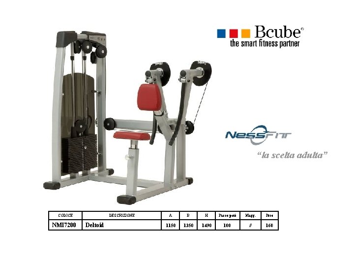 “la scelta adulta” CODICE NMI 7200 DESCRIZIONE Deltoid A B H Pacco pesi Magg. “la scelta adulta” CODICE NMI 7200 DESCRIZIONE Deltoid A B H Pacco pesi Magg.