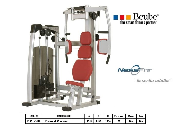 “la scelta adulta” CODICE NMI 6500 DESCRIZIONE Pectoral Machine A B H Pacco pesi “la scelta adulta” CODICE NMI 6500 DESCRIZIONE Pectoral Machine A B H Pacco pesi