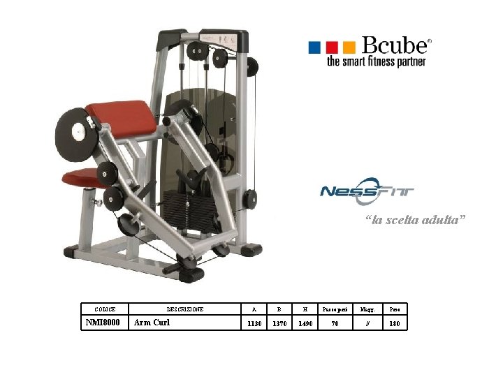 “la scelta adulta” CODICE NMI 8000 DESCRIZIONE Arm Curl A B H Pacco pesi “la scelta adulta” CODICE NMI 8000 DESCRIZIONE Arm Curl A B H Pacco pesi
