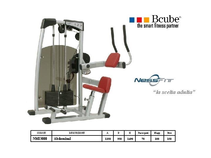 “la scelta adulta” CODICE NMI 3000 DESCRIZIONE Abdominal A 1350 B 950 H Pacco “la scelta adulta” CODICE NMI 3000 DESCRIZIONE Abdominal A 1350 B 950 H Pacco