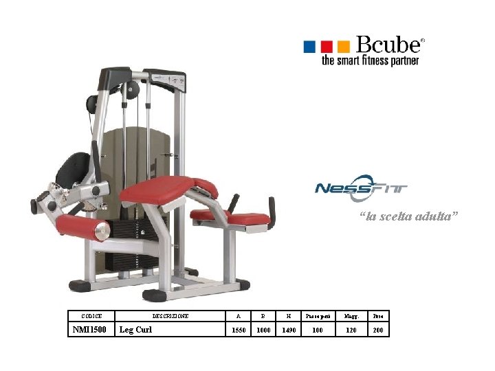 “la scelta adulta” CODICE NMI 1500 DESCRIZIONE Leg Curl A B H Pacco pesi “la scelta adulta” CODICE NMI 1500 DESCRIZIONE Leg Curl A B H Pacco pesi