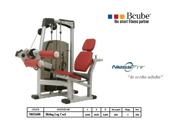 “la scelta adulta” CODICE NMI 1600 DESCRIZIONE Sitting Leg Curl A B H Pacco “la scelta adulta” CODICE NMI 1600 DESCRIZIONE Sitting Leg Curl A B H Pacco