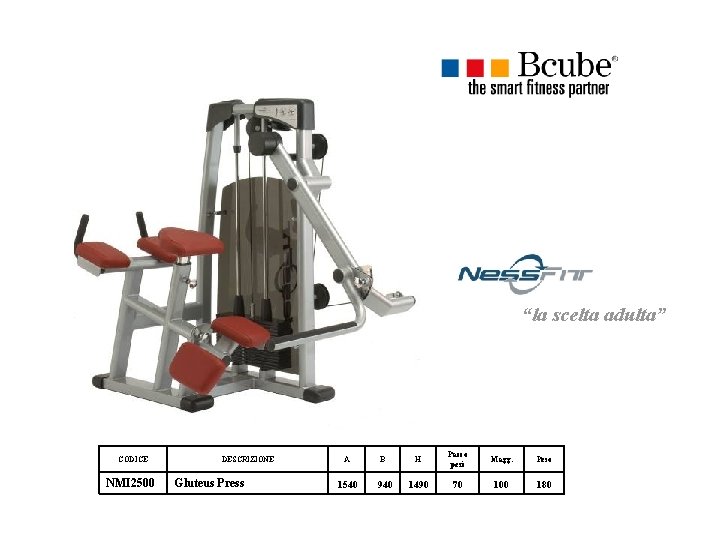“la scelta adulta” CODICE NMI 2500 DESCRIZIONE Gluteus Press A 1540 B 940 H “la scelta adulta” CODICE NMI 2500 DESCRIZIONE Gluteus Press A 1540 B 940 H